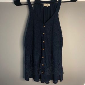 Blue lace flowy tank top